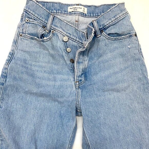 Abercrombie & Fitch The Dad High Rise Button Fly Light Wash Size 25/0 - Picture 7 of 7